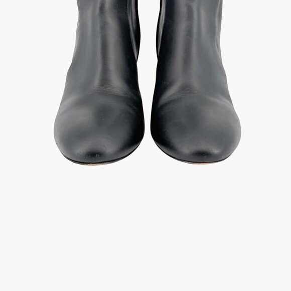 Louis Vuitton Silhouette Black Leather Block Heel Ankle Boots Size 37.5 US 7.5 - Picture 5 of 16